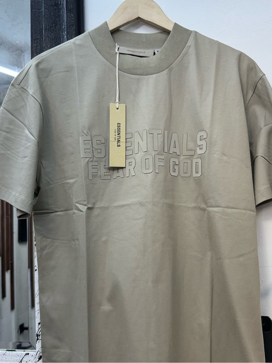 Fear of God Other - Fear of God Essentials tan Crewneck Logo T-Shirt
